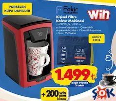 FAKİR KİŞİSEL FİLTRE KAHVE MAKİNESİ fiyat ve kampanya bilgisi